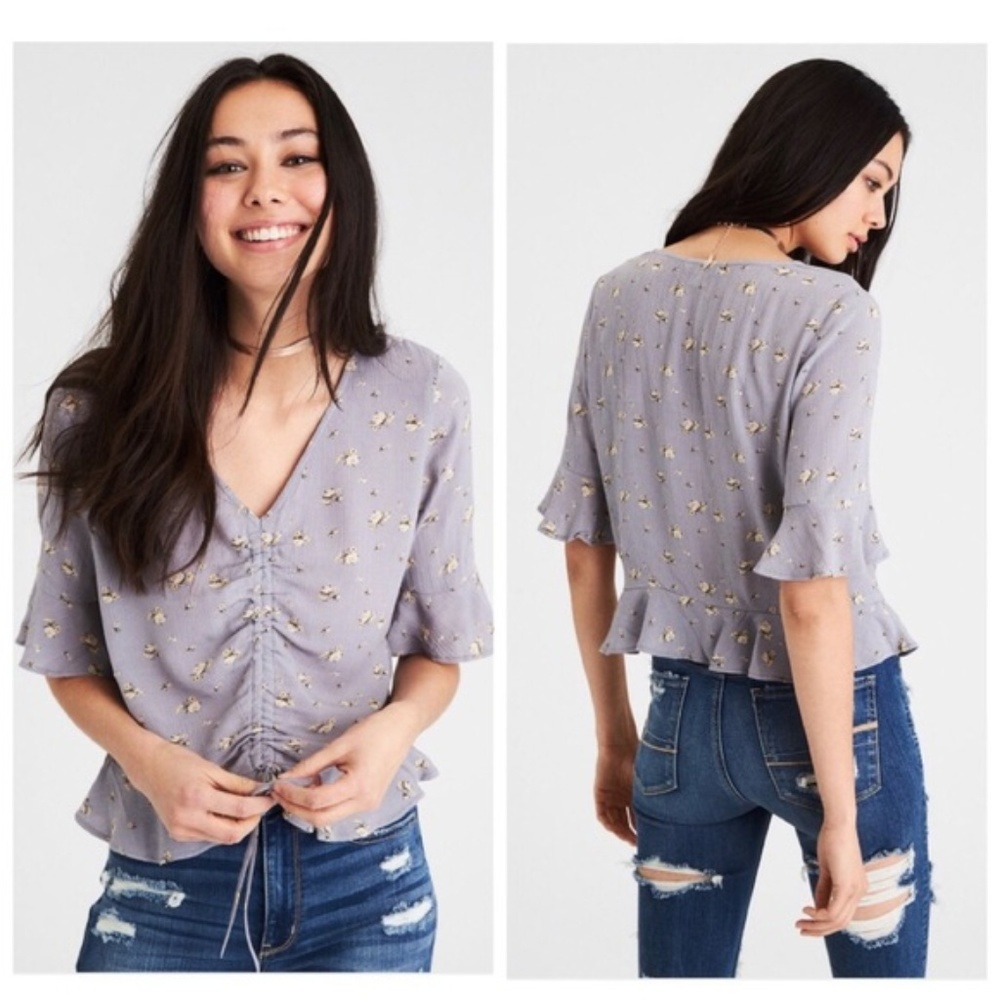 American Eagle Ruched Front Top in Lilac